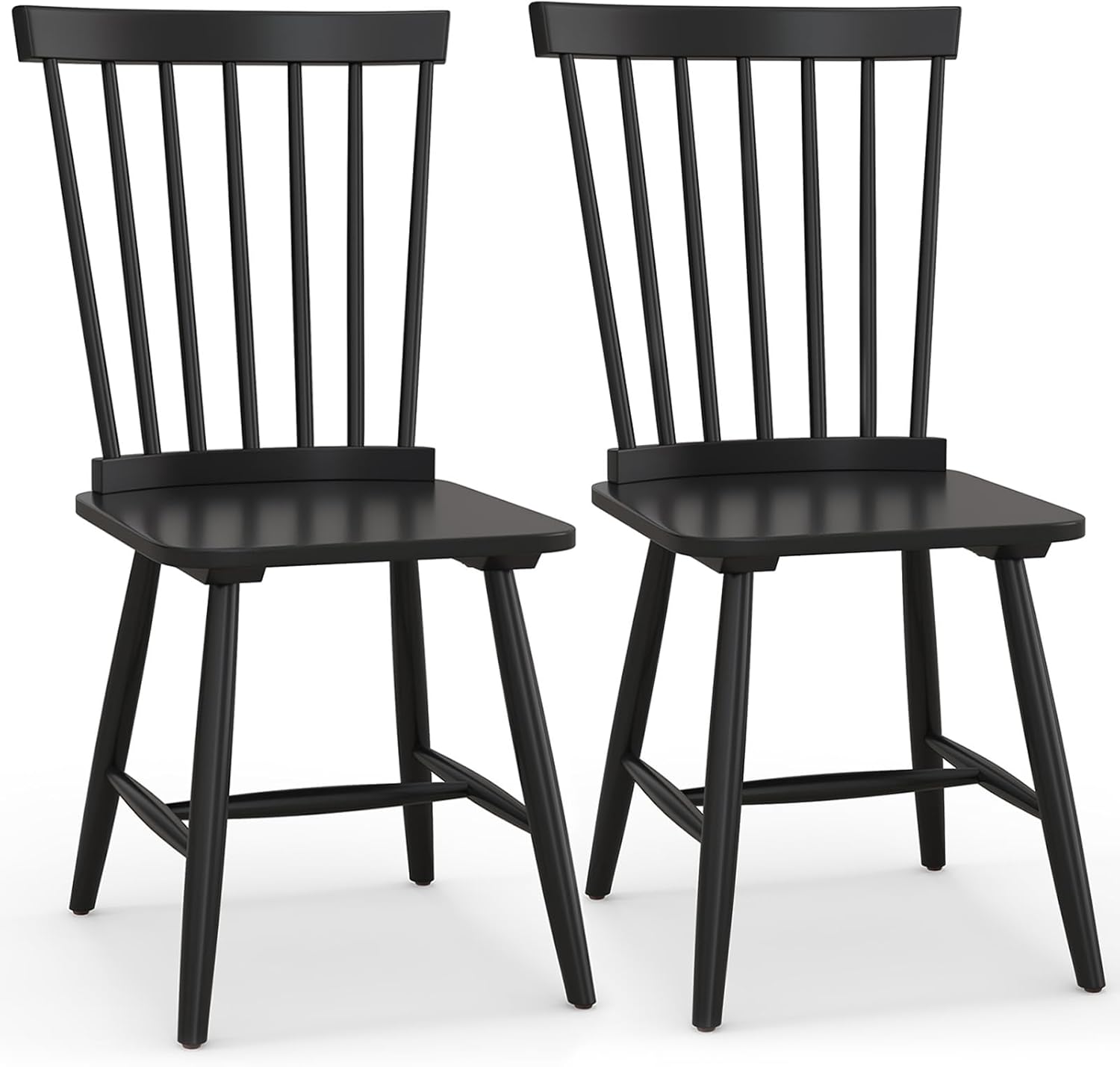 KOTEK Windsor Dining Chairs Set of 2, Wooden Kitchen Chairs with Spindle Back & Wide Seat, 400 LBS Weight Capacity, Armless Side Chairs for Dining Room, Living Room