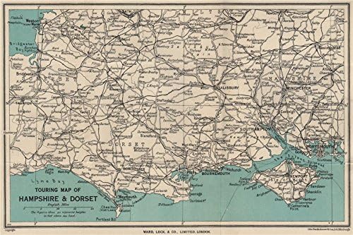 Hampshire Wiltshire Border Map Touring Map Of Hampshire & Dorset. Wiltshire Somerset. Ward Lock - 1946 -  Old Map - Antique Map - Vintage Map - Printed Maps Of Hampshire : Home &  Kitchen