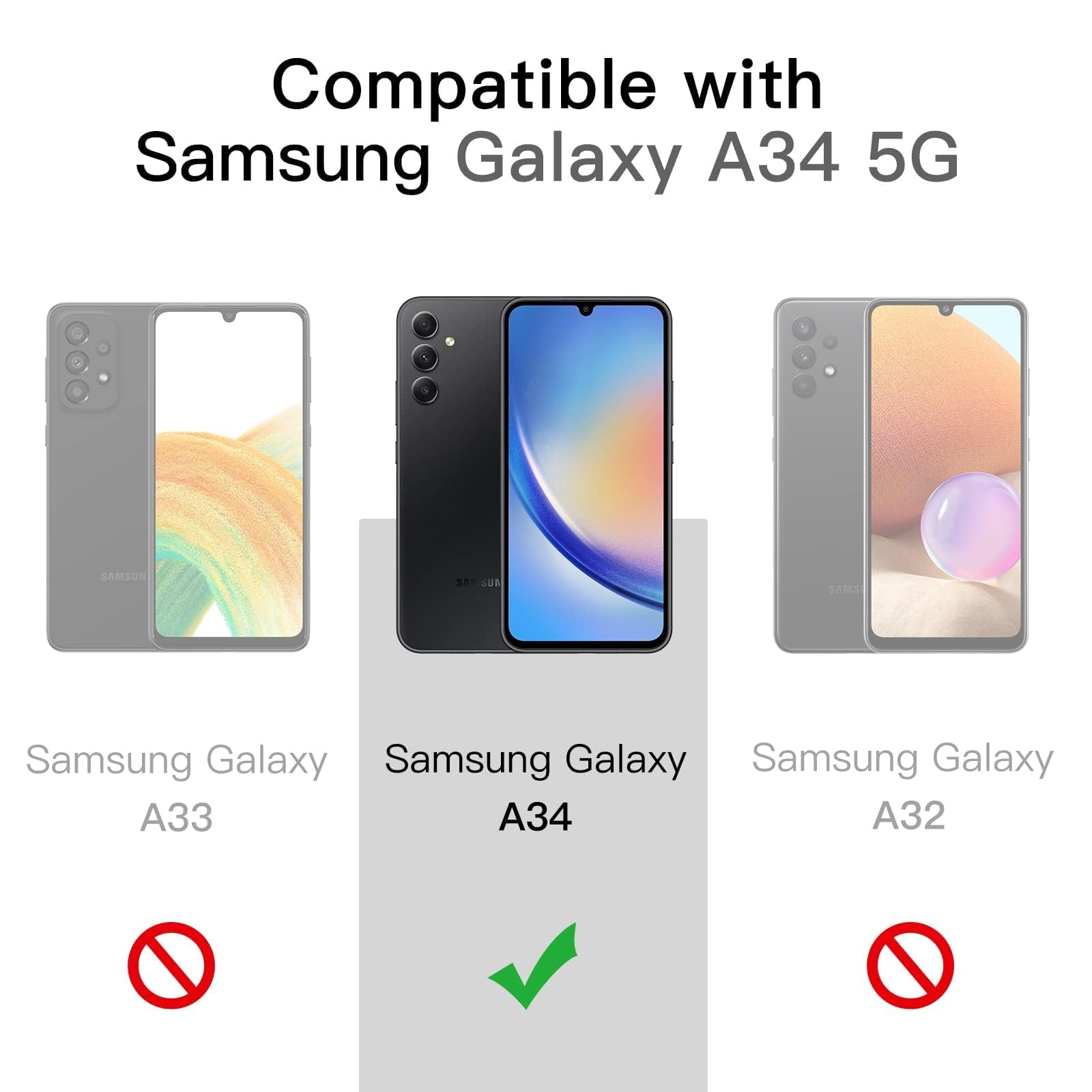 Dl3 Mobilak Case For Samsung Galaxy A34, Crystal Clear Case [Not Yellowing] [Military Grade Drop Protection] Shockproof Protective Case Transparent Protective Slim Cover Black