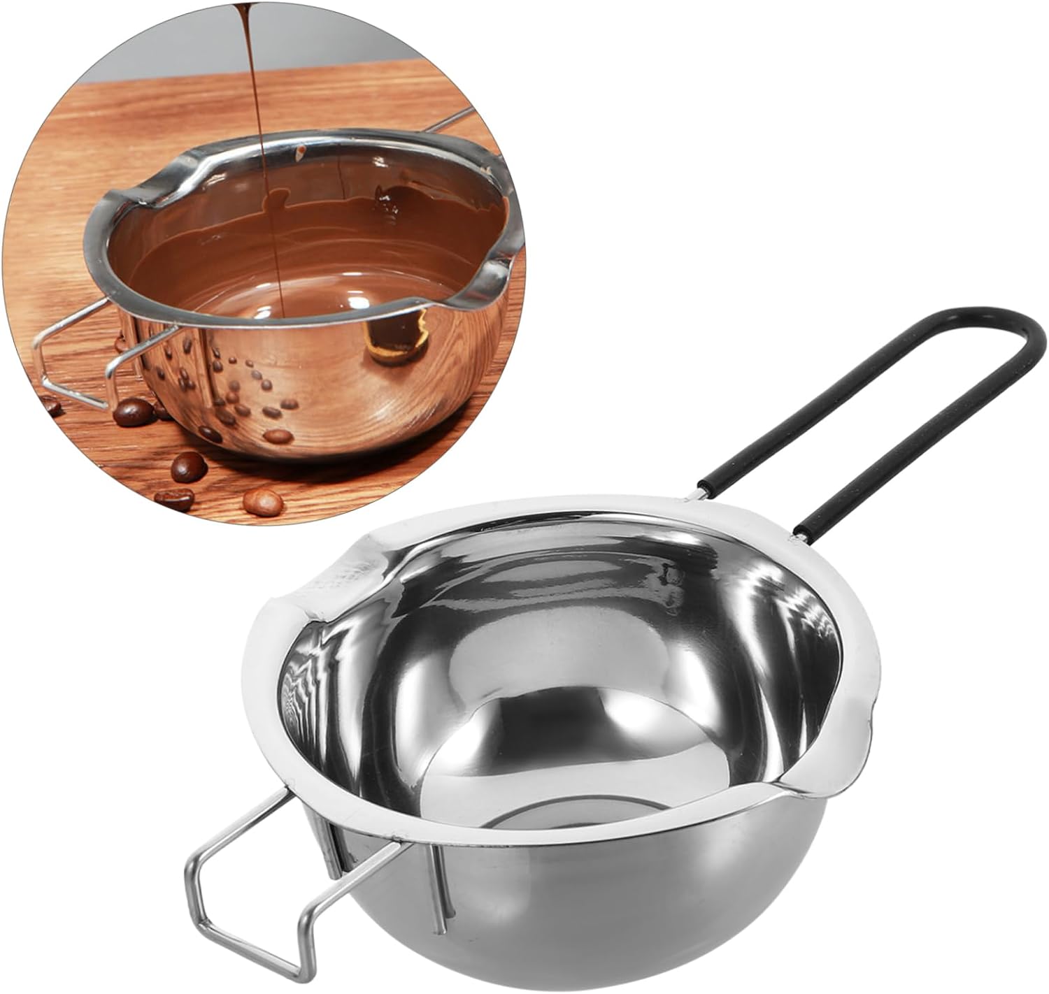 Generic Melting Pot for Chocolate Butter 304 Stainless Steel Double Boiler Red Handle for Baking Random Color