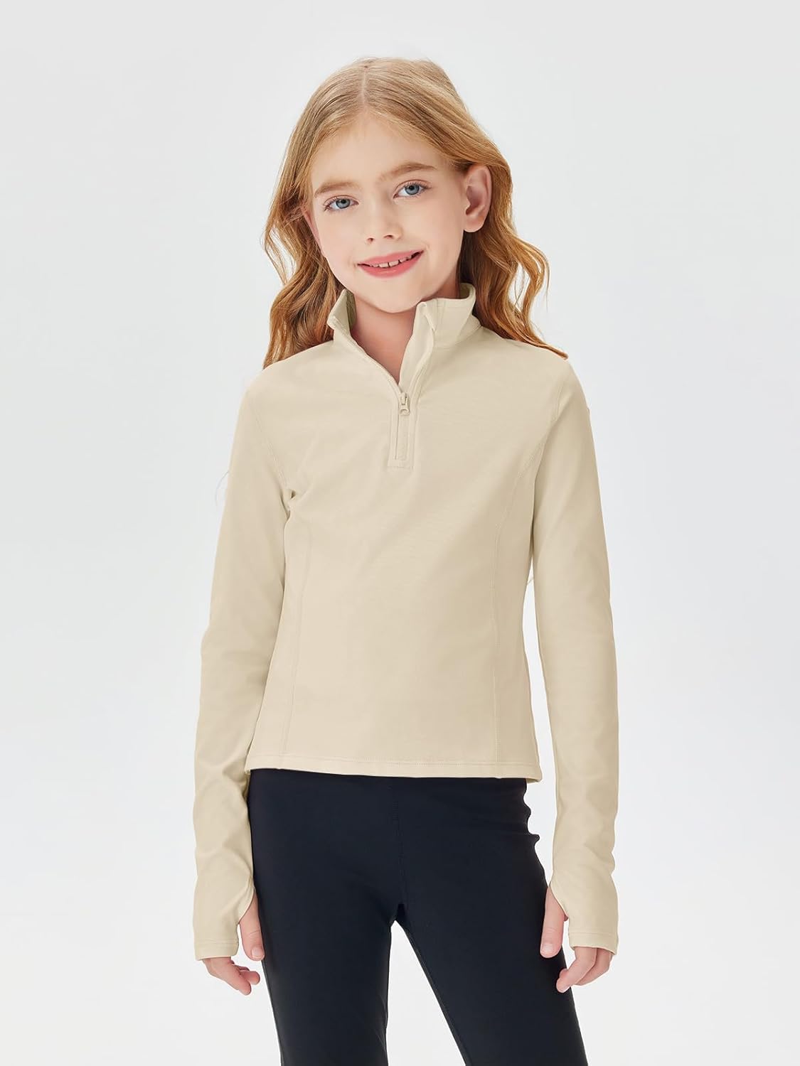 Haloumoning Girls Half Zip Pullover Sweatshirt Long Sleeve Workout Shirts Mock Neck Athletic Cropped Tops - Image 3