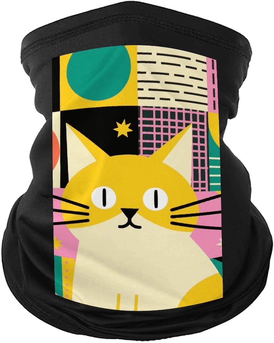 Cycling Neck Gaiter Upf 50+ Sun Protection Cooling Quick-Dry Balaclava Yellow Cat Design Face Mask Breathable Bandana for Biking Motorcycle Running Hiking & Outdoor Work