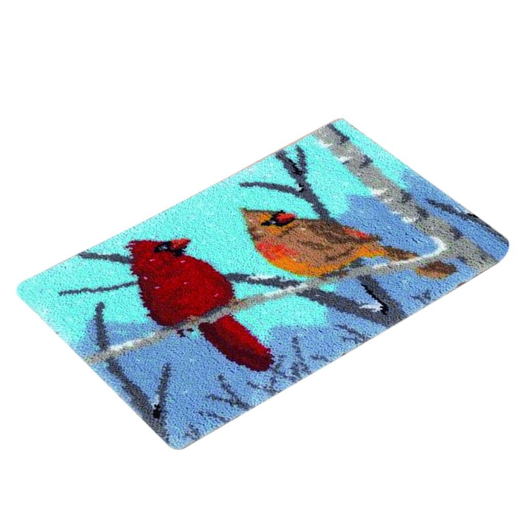 predolo Latch Hooking Kit Teppich Haken Stickerei Bastelkissen Häkelbedarf aus Acryl Und Stoff für Bastelfreunde Familien Wohnaccessoires Heimdekoration, Vögel