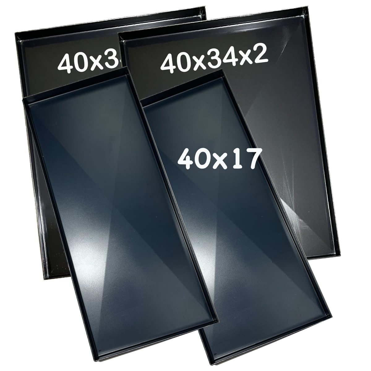 [4 PEZZI] Teglie ferro blu 2PZ 40x34x2 2PZ 40x17x2 Cm, misure per forno Effeuno con diagonale Spessore teglie 8/10 Pizza alta idratazione ideale per professionisti della pizza e focaccia