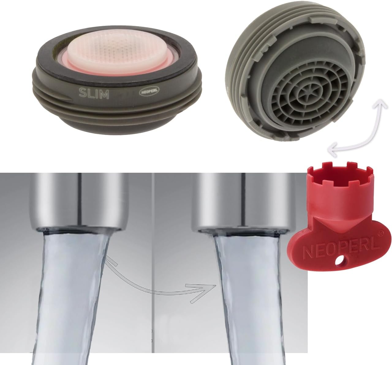 Slim Laminar Faucet Aerator SSR Angle Hidden Directional Clear Stream M24 for Kitchen/Bathroom with Install Key (Pink 1.2 gpm)