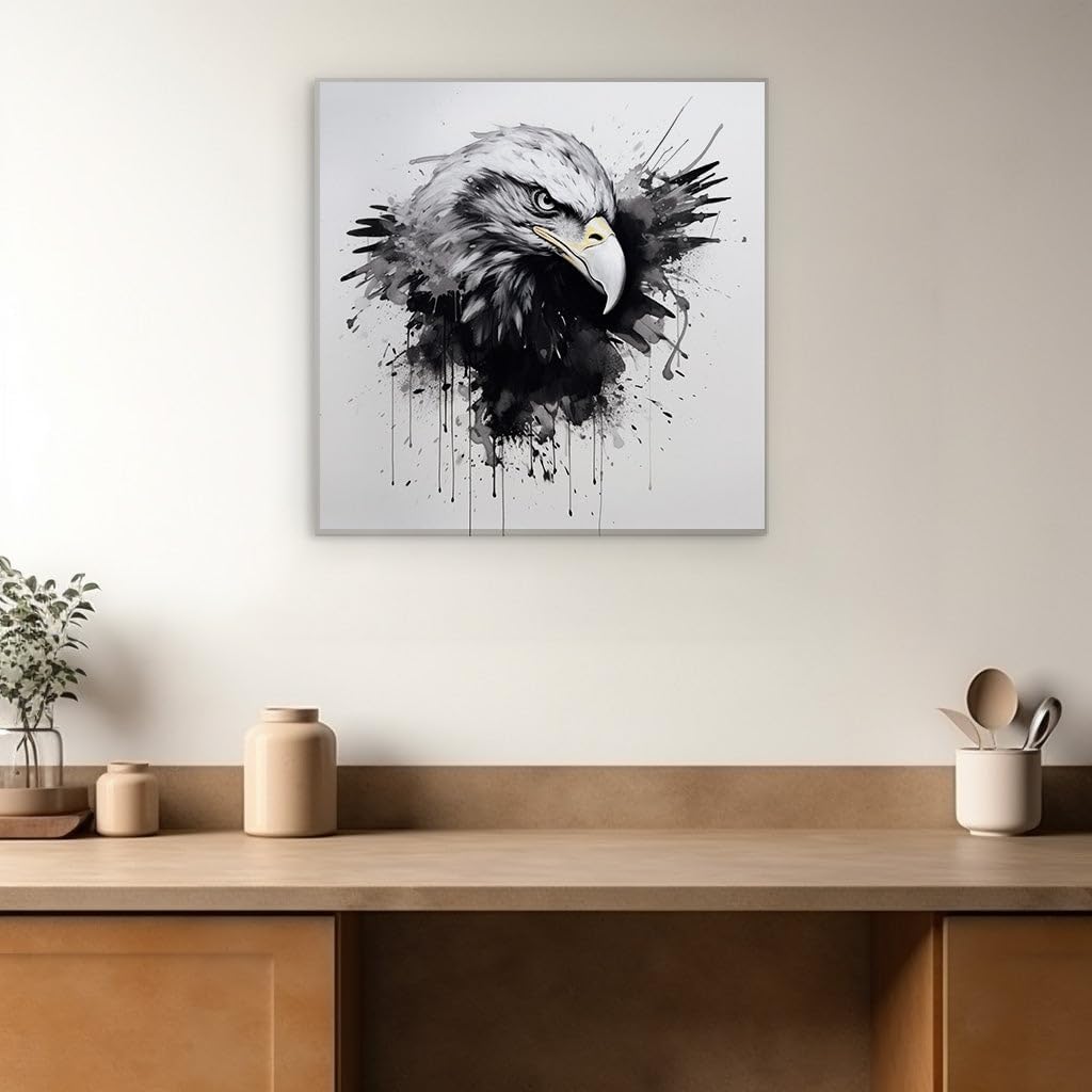Canvas for Living room. Majestic Profile of Freedom: A Bald Eagle in Artistic Splendor, 27 x 18 inch Canvas Wall Art - Ready to Hang