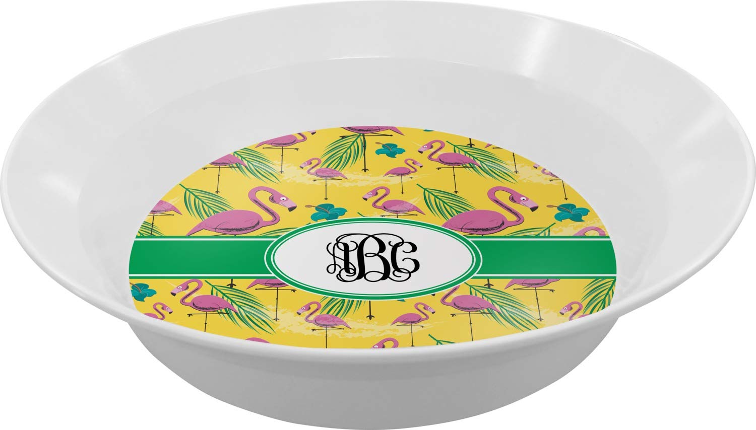 Personalized Pink Flamingo Melamine Bowl - 12 oz