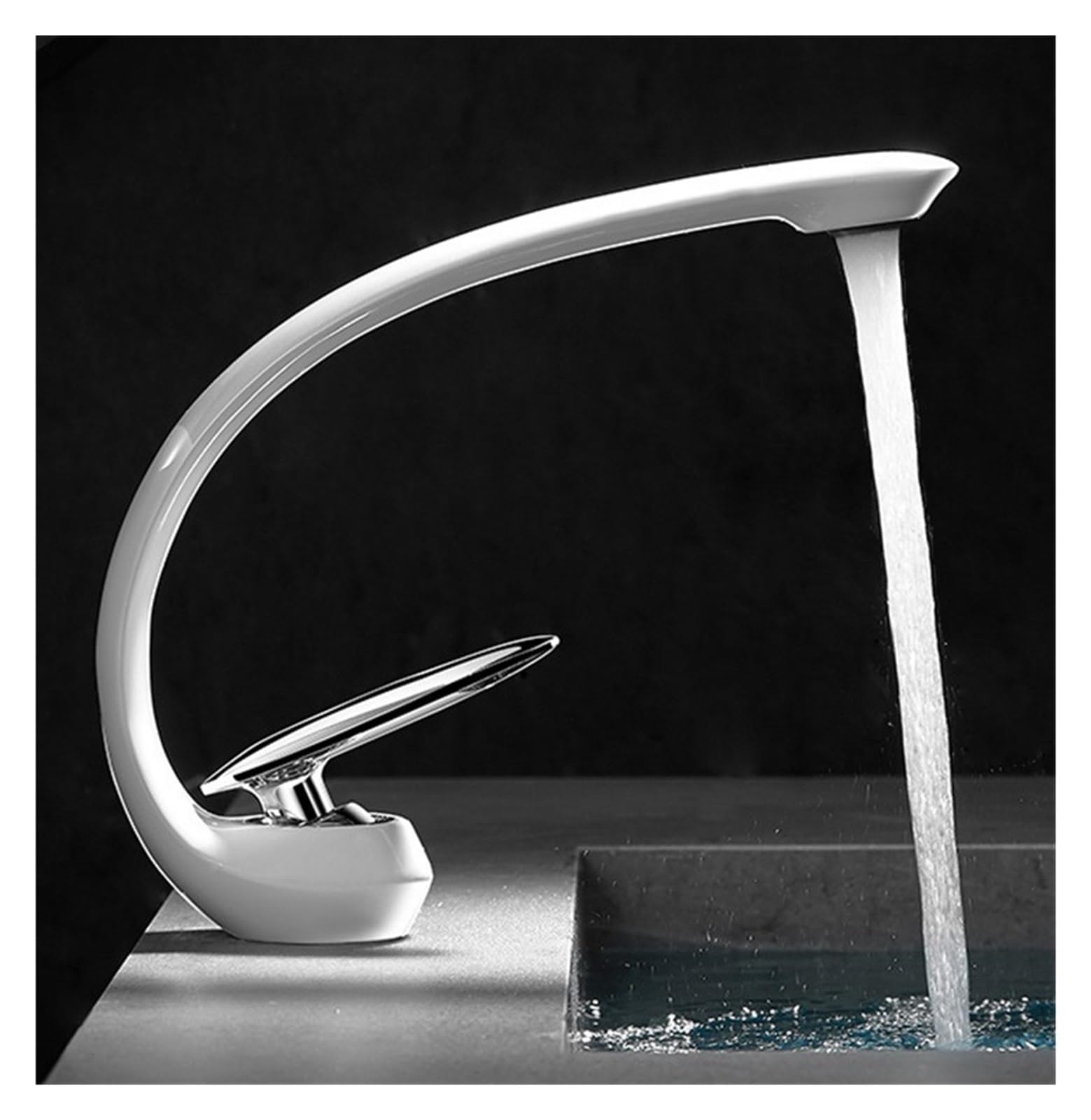 Mitigeur d'eau chaude froide blanc et chrome avec commande monotrou fluide
