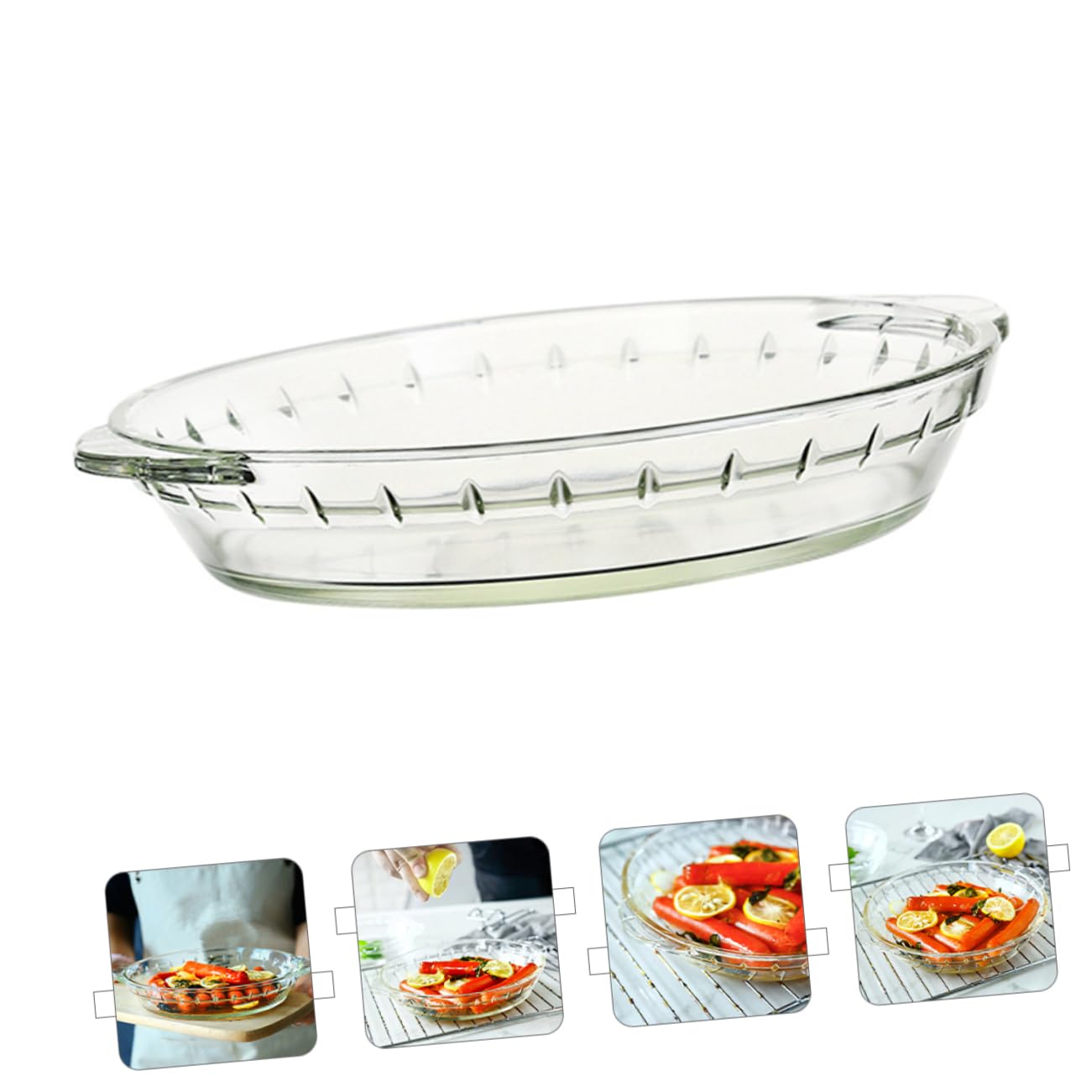 Piatto in Vetro Borosilicato Bianco per Forno e Microonde | Resistenza alle Alte Temperature, Conduzione Uniforme del Calore, Teglia per Cottura e Servizio