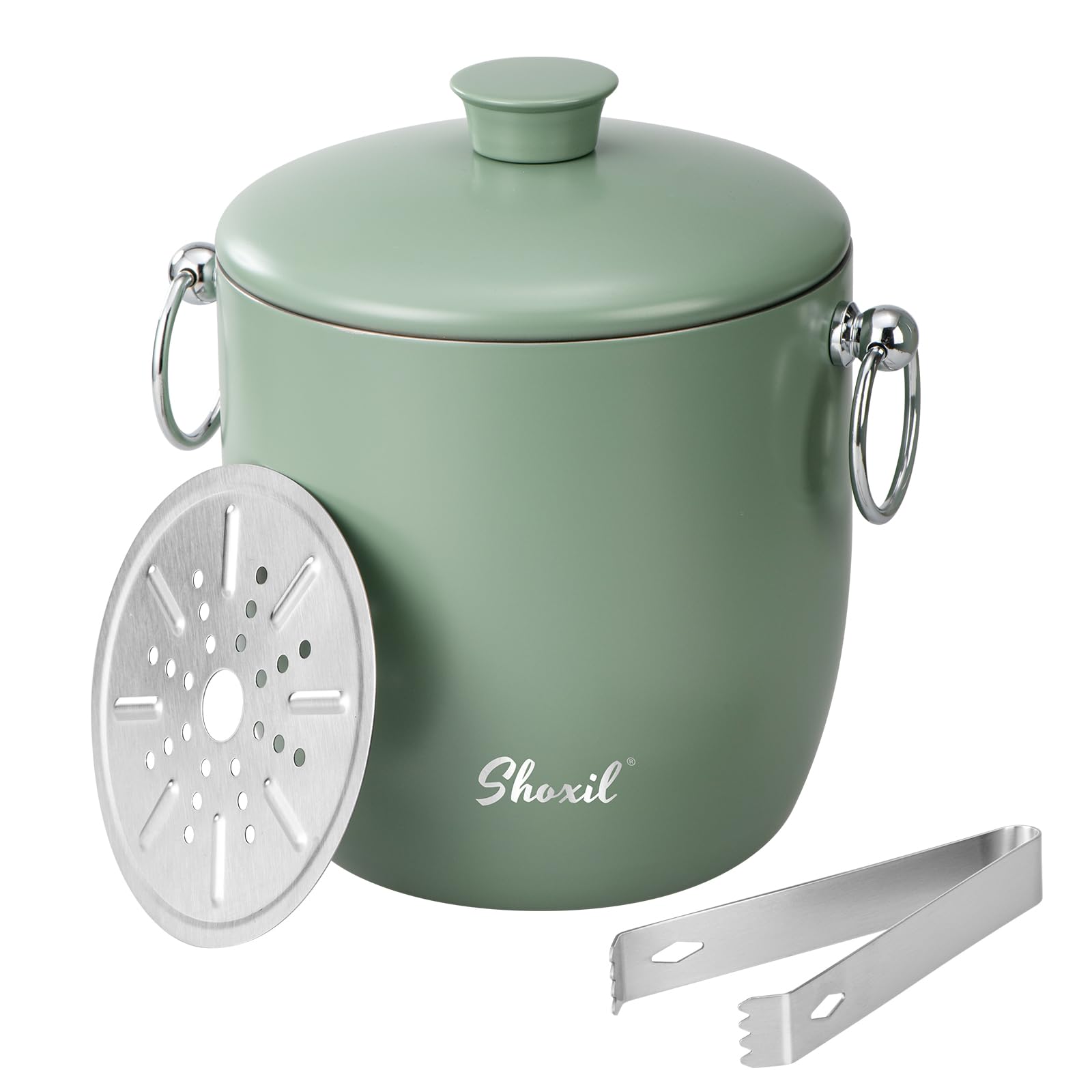 Ice Bucket - 3L Large Ice Bucket for Parties & Cocktail Bar, Stainless Steel Ice Cooler with Lid & Tongs, Retro Style Ice Bucket for Freezer & Drinks