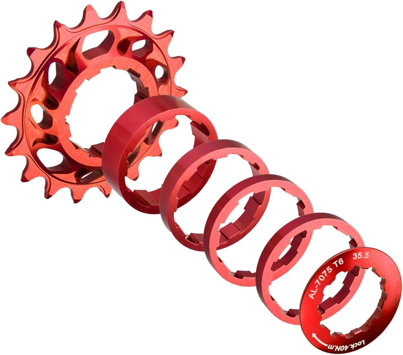 Single Speed Conversion Kit, 7075 Aluminum Cassette Cog 15T 16T 18T - Compatible with Shimano HG Freehub, Includes Spacers for Multi-Speed Bike, Fixie, Dirt Jump Conversion