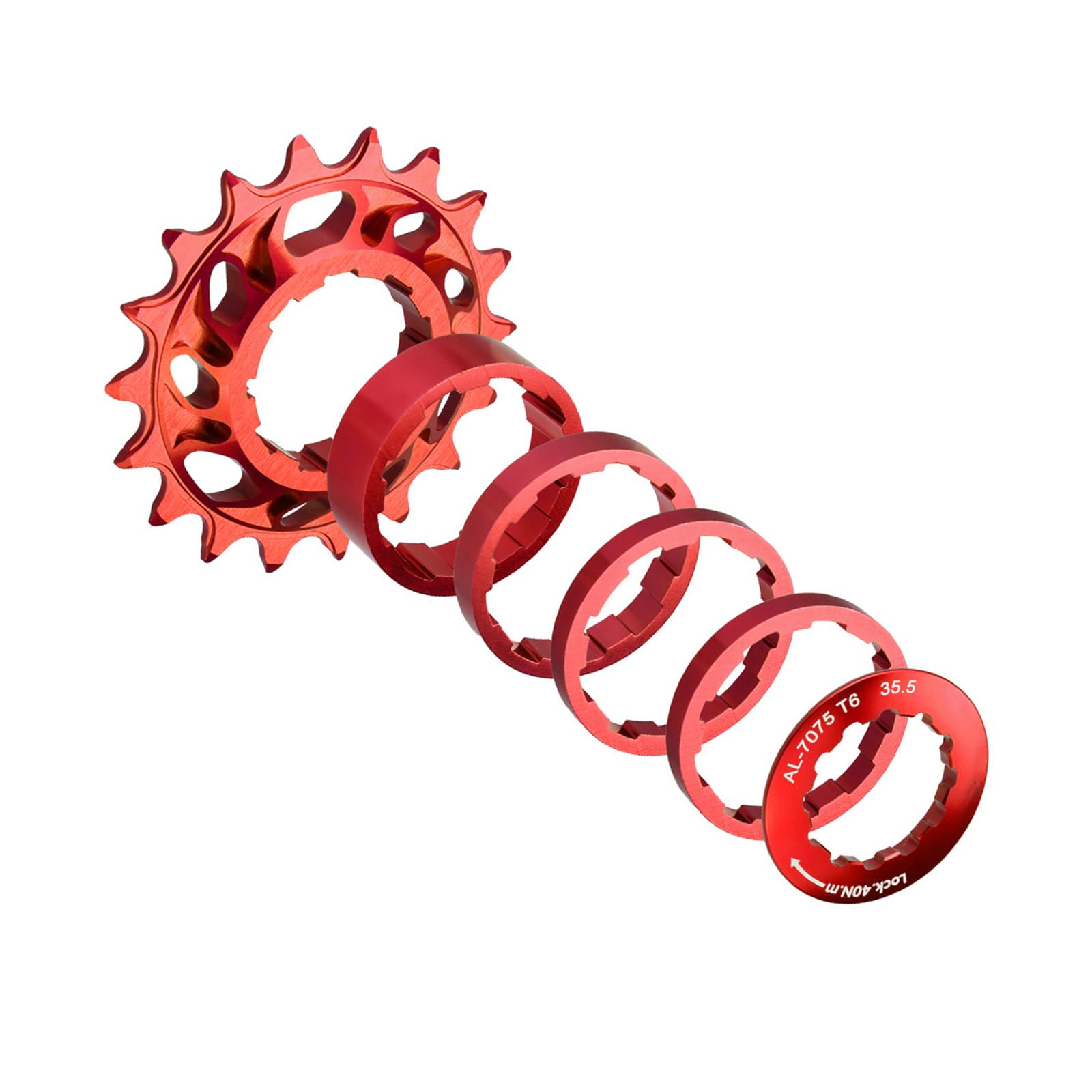 Single Speed Conversion Kit, 7075 Aluminum Cassette Cog 15T 16T 18T - Compatible with Shimano HG Freehub, Includes Spacers for Multi-Speed Bike, Fixie, Dirt Jump Conversion
