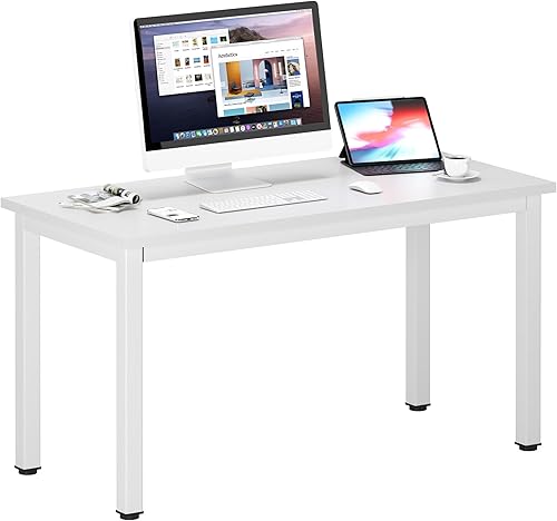 DlandHome - Escritorio para computadora, para el hogar, oficina, mesa, escritorio, estudio, mesa de juegos, estación de trabajo, blanco, (White +