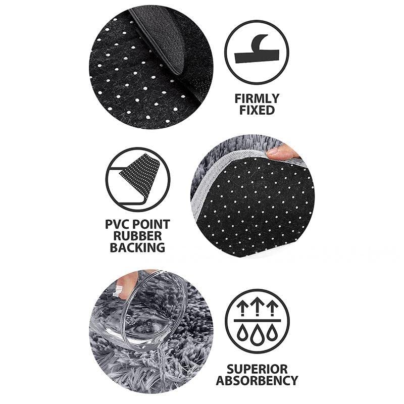 WEZOSHINET Badezimmerteppich Set 3 Teilig – Chenille Badematte, rutschfeste Fußmatte, WC-Abdeckungs-Set… – Bild 5