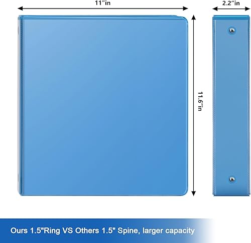 Vista 155 de COMIX Carpeta de 3 anillos de 1 pulgada con cubierta transparente, carpeta de vista de 1 pulgada con capacidad para 200 hojas de papel tamaño carta