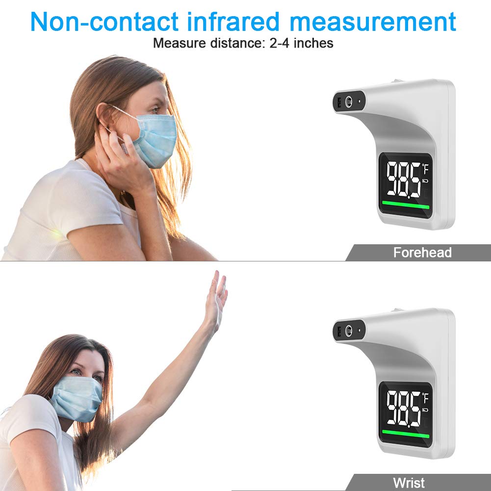 Buу 1 gеt 1 EONSIX Infrared Forehead Thermometer ,Wall Mounted Non-Contact-Infrared Temperature Measurement Forehead Thermometer with Alarm for Office Home Subway School Community （with Battery）
