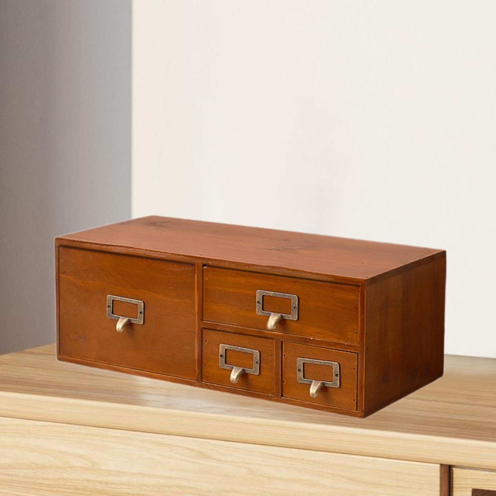 Schreibtisch Organizer Aus Holz mit Schubladen, Multifunktionaler Schreibtisch Organizer, Aufbewahrungsschrank für Toilettenartikel Und Briefe, 4 Schubladen