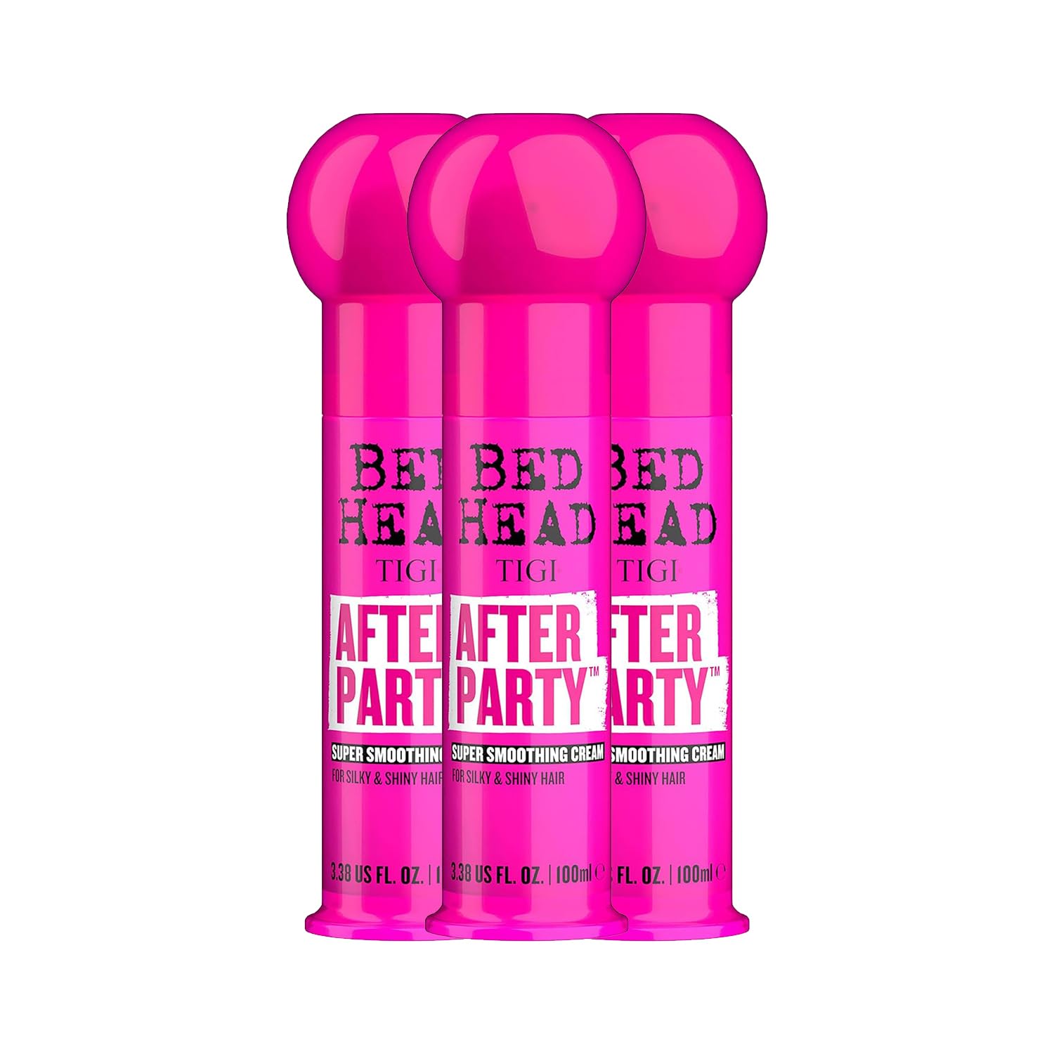 TIGIBed Head After The Party Smoothing Cream - Sooths Flyaways, Static Build Up & Frizz, Humidity Protection, Lightweight Shine & Body, with Castor Seed Oil, Al Hair Types, 3.4 Oz - 3 Pack