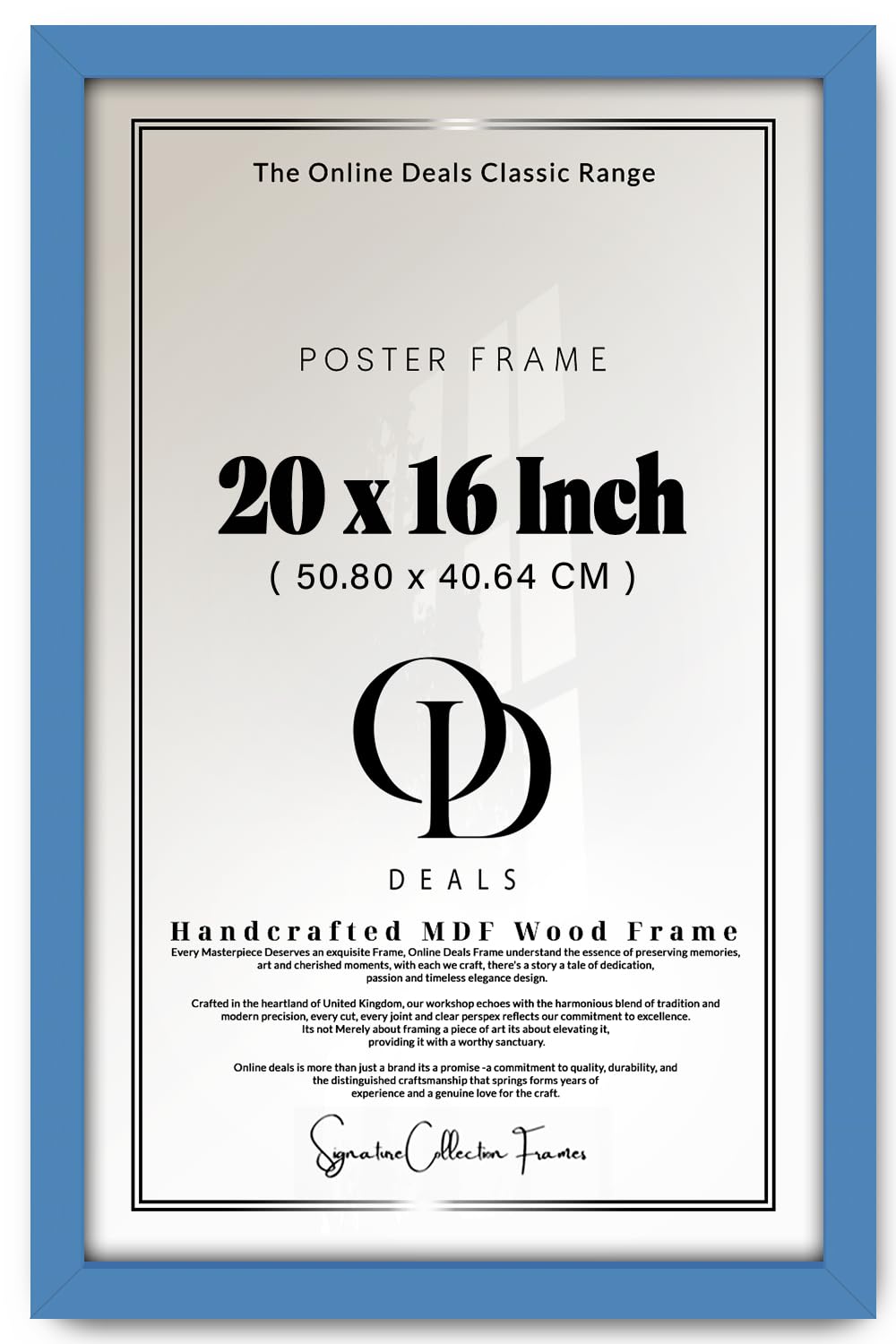 Od Deals Blue — 20 X 16 Inch Poster Frame | Perspex Front For Paintings And Photographs — Versatile Vertical And Horizontal Display — Sleek For Wall Hanging And Gallery Use (50.80 X 40.64 Cm)