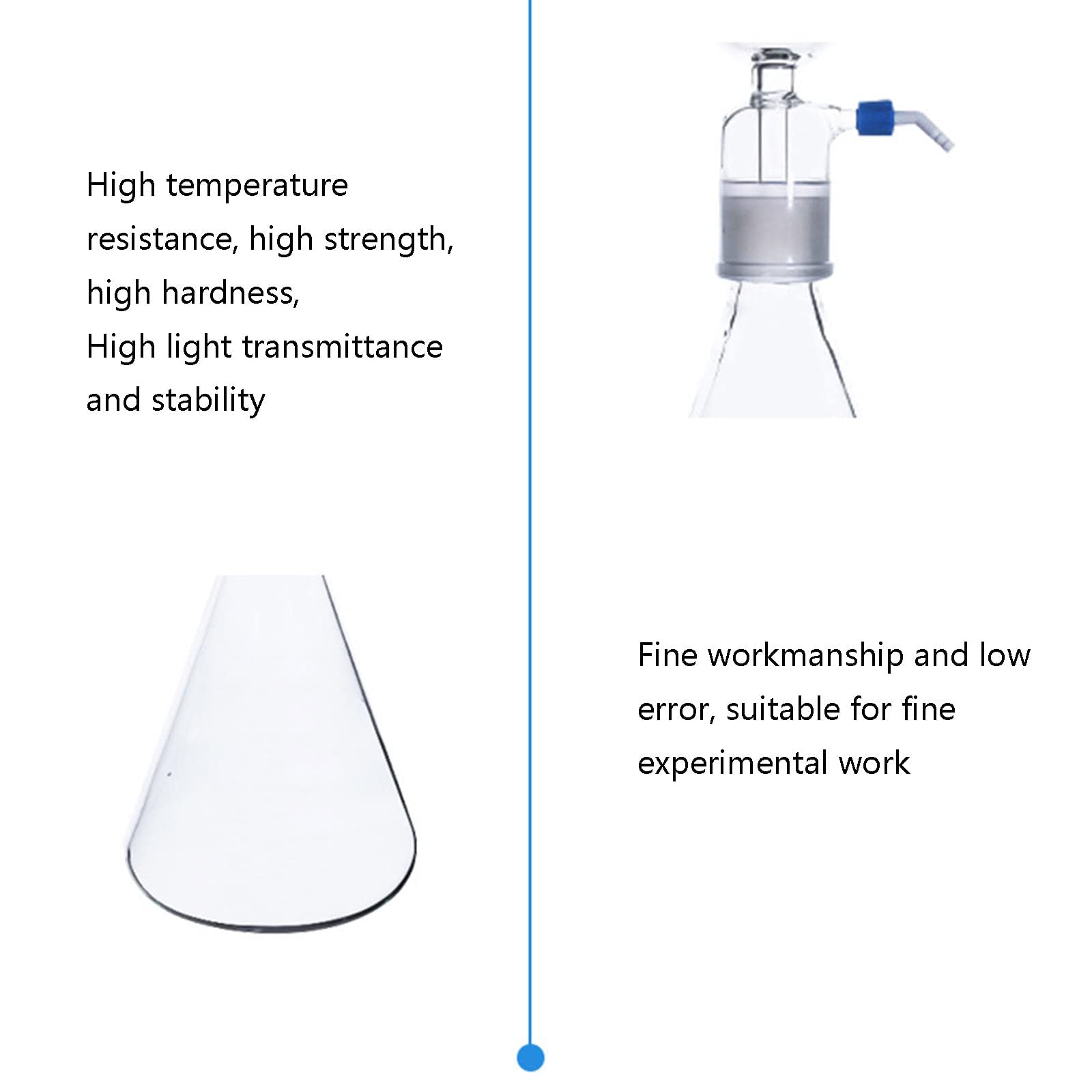 Filtro de succión al vacío de vidrio, kit de filtro de montaje de filtración al vacío de vidrio de borosilicato con embudo graduado de 300 ml, aparato de destilación de filtración al vacío para 250ml