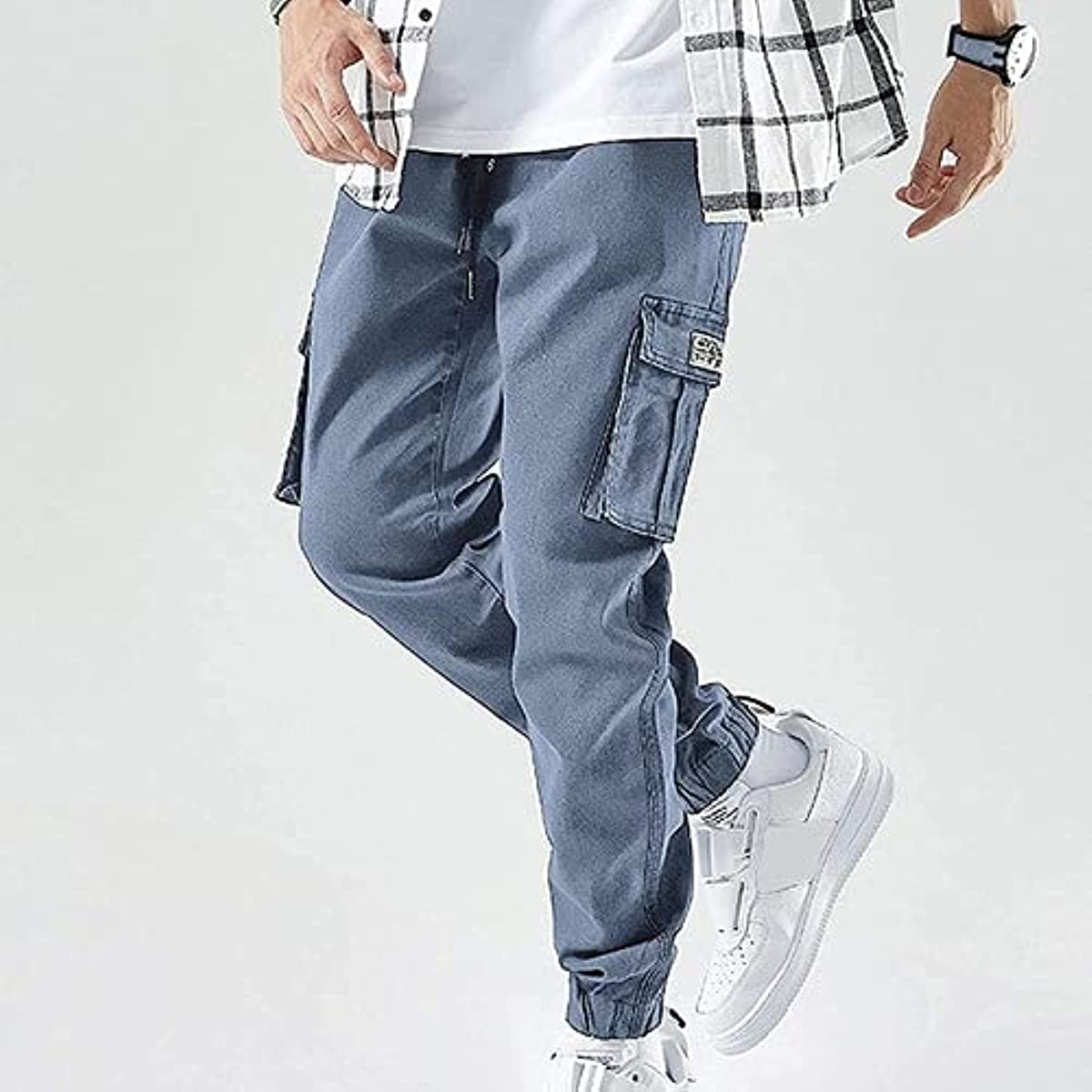 XYXIONGMAO Streetwear - Pantalones deportivos estilo hip hop, estilo cargo, para hombre, overoles deportivos, arnés para pies, Harlan
