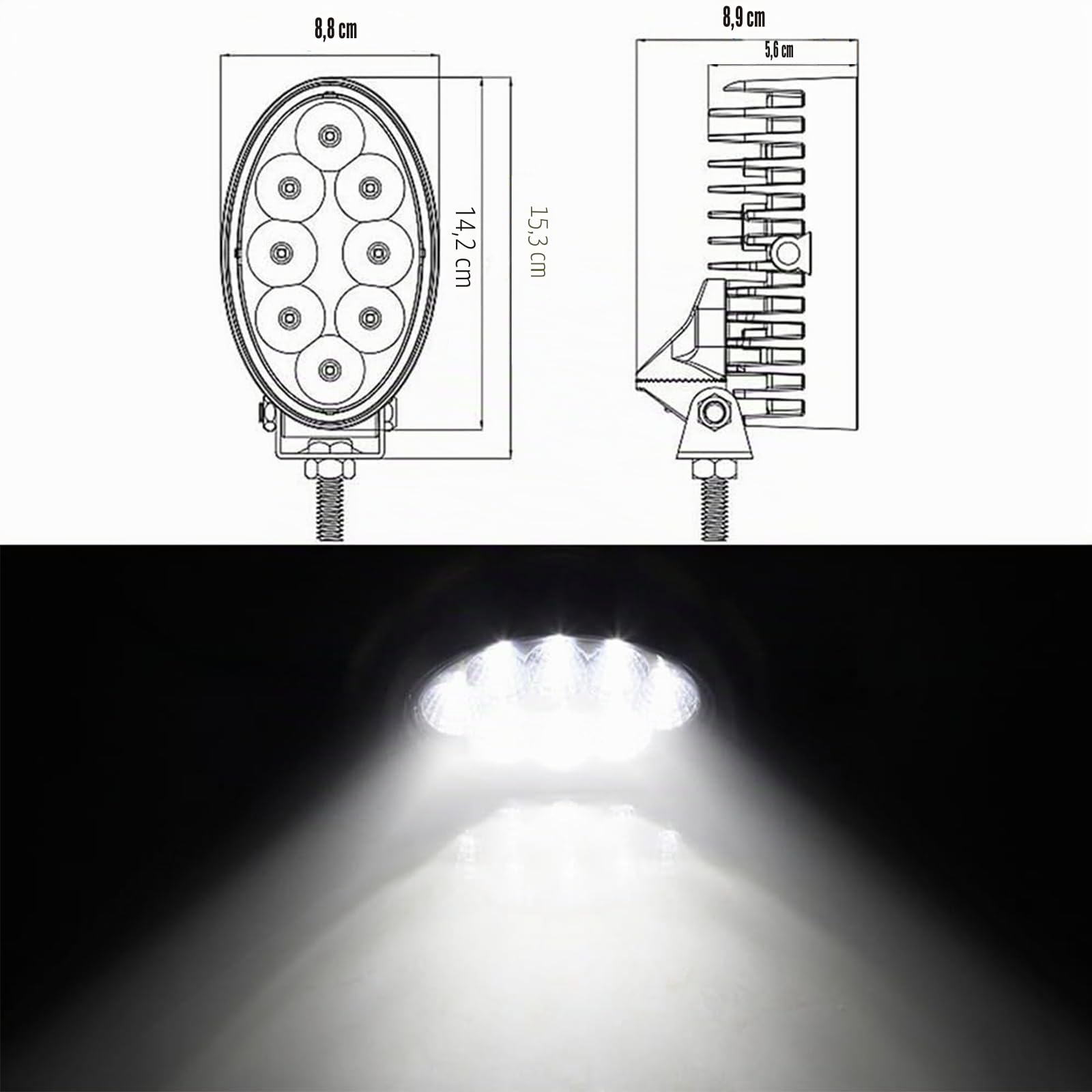 ooma Arbeitsscheinwerfer Ovale LED 40W 12V 24V Kompatibel mit John Deere Traktor Zusatzscheinwerfer für Trecker Bagger SUV UTV ATV
