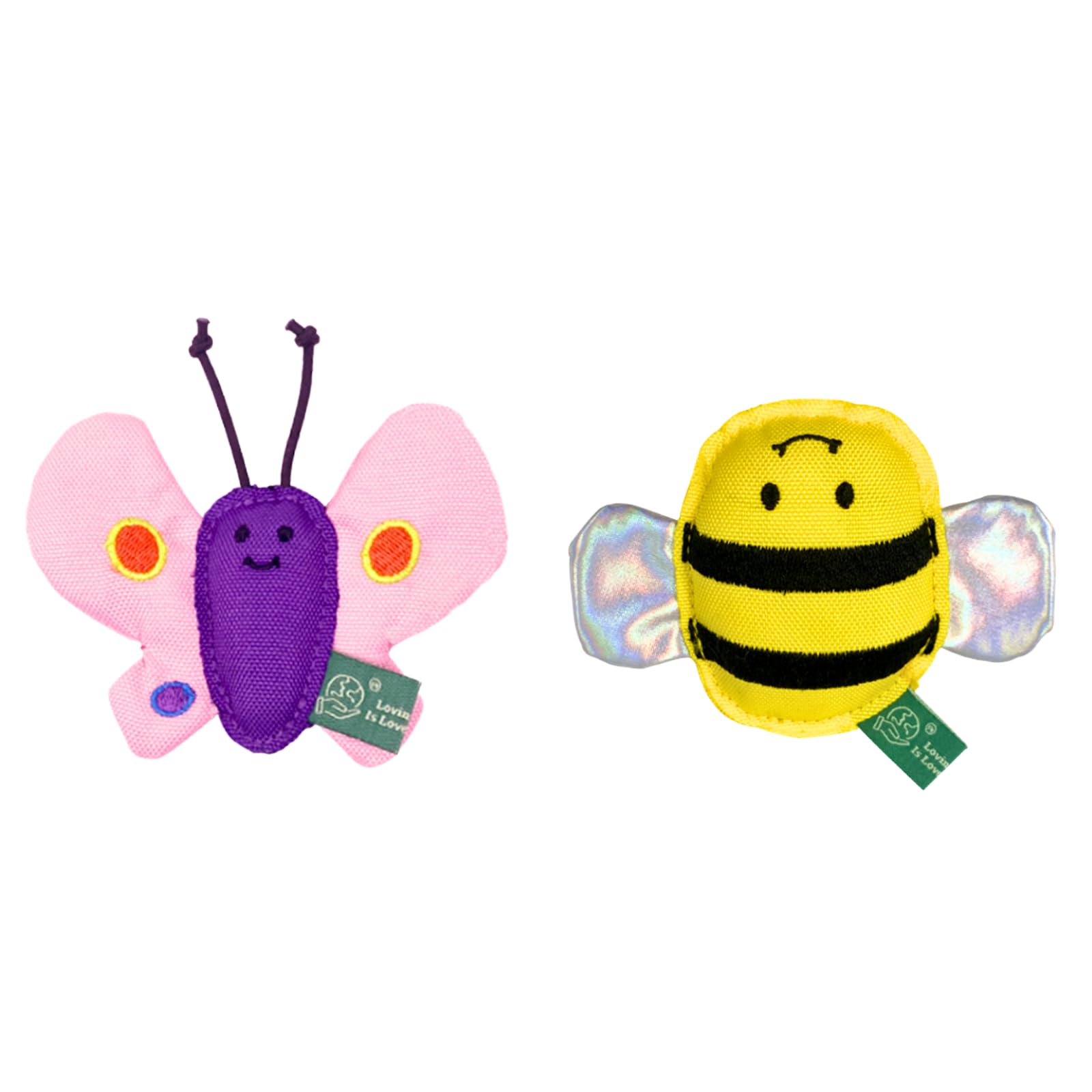 FREELAX Pet Butterfly & Honey Bee Cat Toy Set – 2-Pack Interactive Plush Toys for Cats | Eco-Friendly REPT Material | Catnip-Infused, Durable, Safe, and Fun