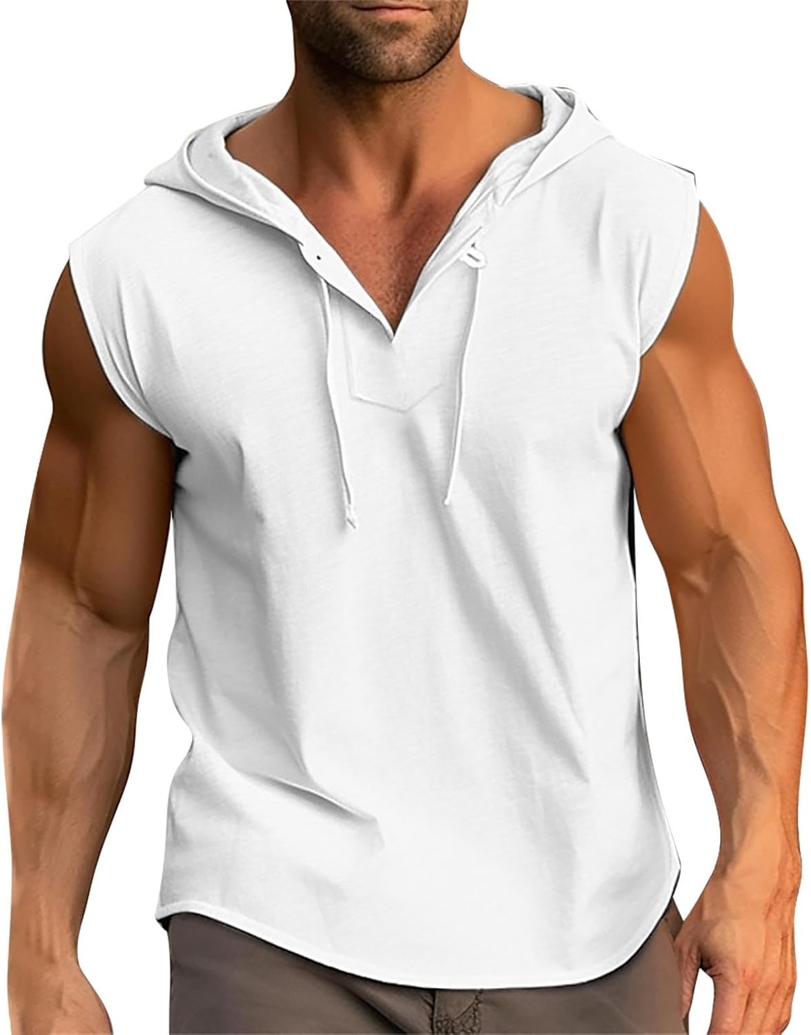 Men's Tank Tops Casual Fashionable Sleeveless V-Neck Vest Retro Style Solid Color Spring for Everyday Wear