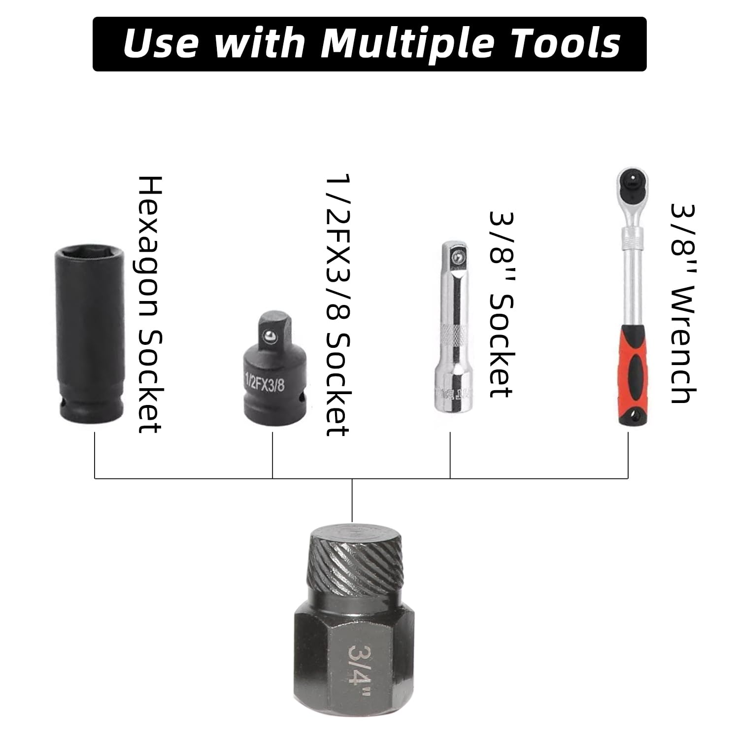 Juego de extractores de tornillos de 25 piezas, juego de extractores de pernos de fácil extracción, juego de tornillos de cabeza hexagonal multiestriados para pernos, tornillos y espárragos redonde