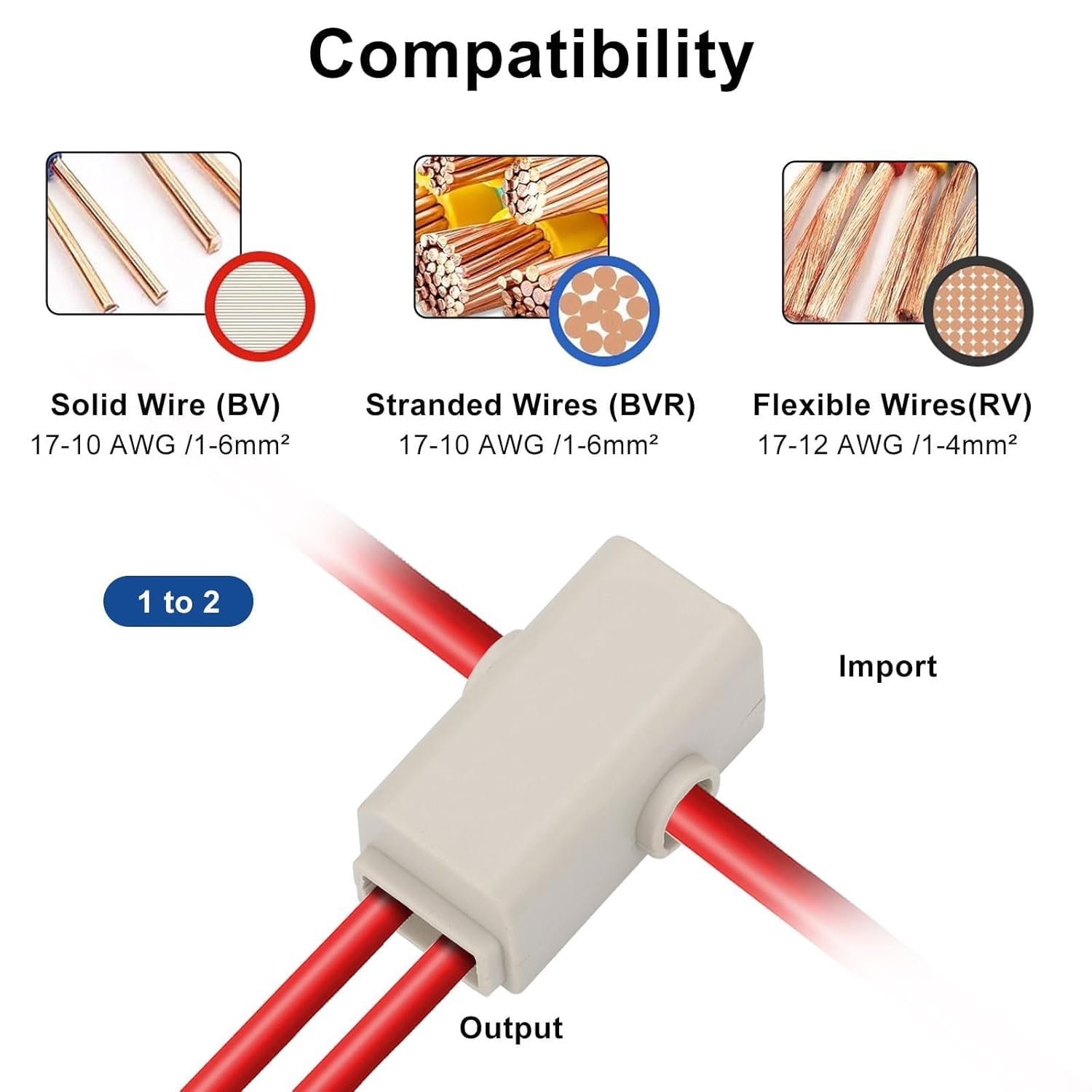 Linkstyle 10PCS 10AWG 60A Wire Connector Nut Kit, 17-10 Gauge Screw-Fixed Type Butt Connectors Quick T Tap Electrical Connectors 1 in 2 Out Wiring Connection Terminals for Car Truck Marine RV