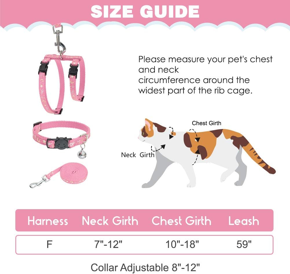 PAWCHIE Cat Harness with Leash and Collar Set - Escape Proof Adjustable Cat Harness Glow in The Dark for Kitty Outdoor Walking - Image 3