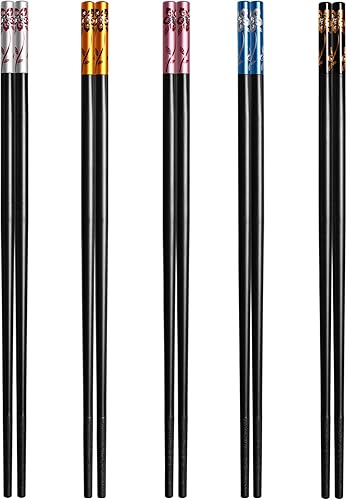 5 pares de palillos de fibra de vidrio, reutilizables, aptos para lavavajillas, flores de color 3 x 10 (Y-010)