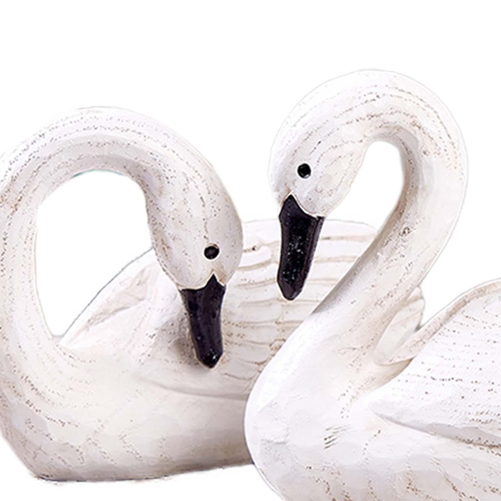 Lot de 2 Sculptures En Résine Représentant Un Couple de Cygnes, Presse-papiers de Bureau, Statues D'oiseaux pour Noël Ou Style Champêtre, b