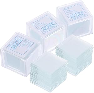 500 Pcs Square Microscope Slides 0.70 X 0.70 X 0.03 in Glass Cover Slips for Laboratory Specimen Preparation Compatible with Various Microscope Models