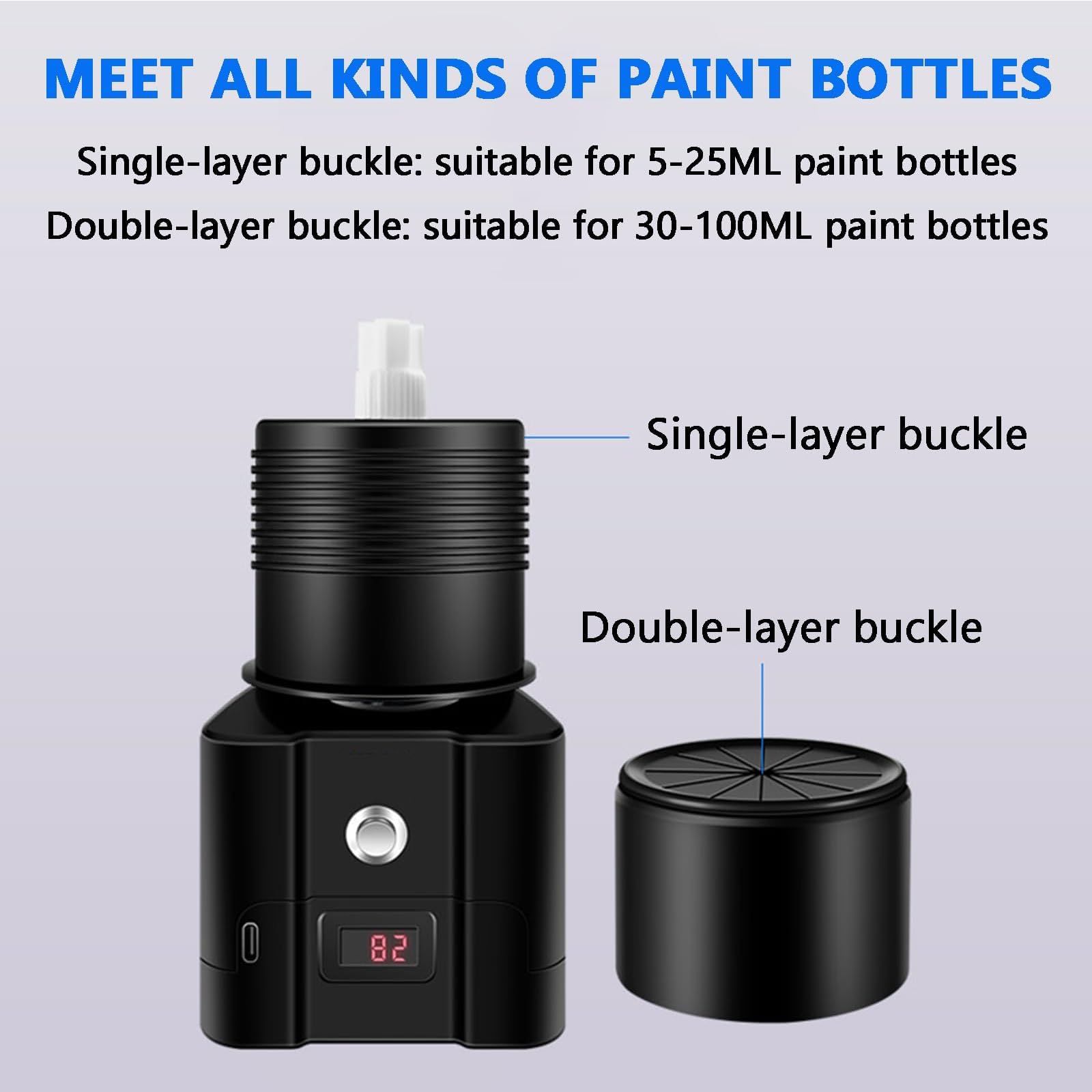 Mini-Farbmischer mit Digitalanzeige, automatische Abschaltung, mischt 5–100 ml Flaschen, ideal für Nagellack, Pigment, Tinte, Kleber – schnelles und effizientes Mischen