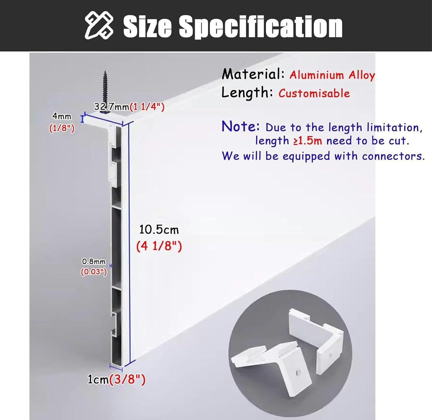 Blackout Curtain Pelmet Box No Track, White Ceiling Cornice Boards for Windows Sun Block, Aluminum Curtain Rod Box Cover for Living Room(10.5 CM,2m/6.6ft)