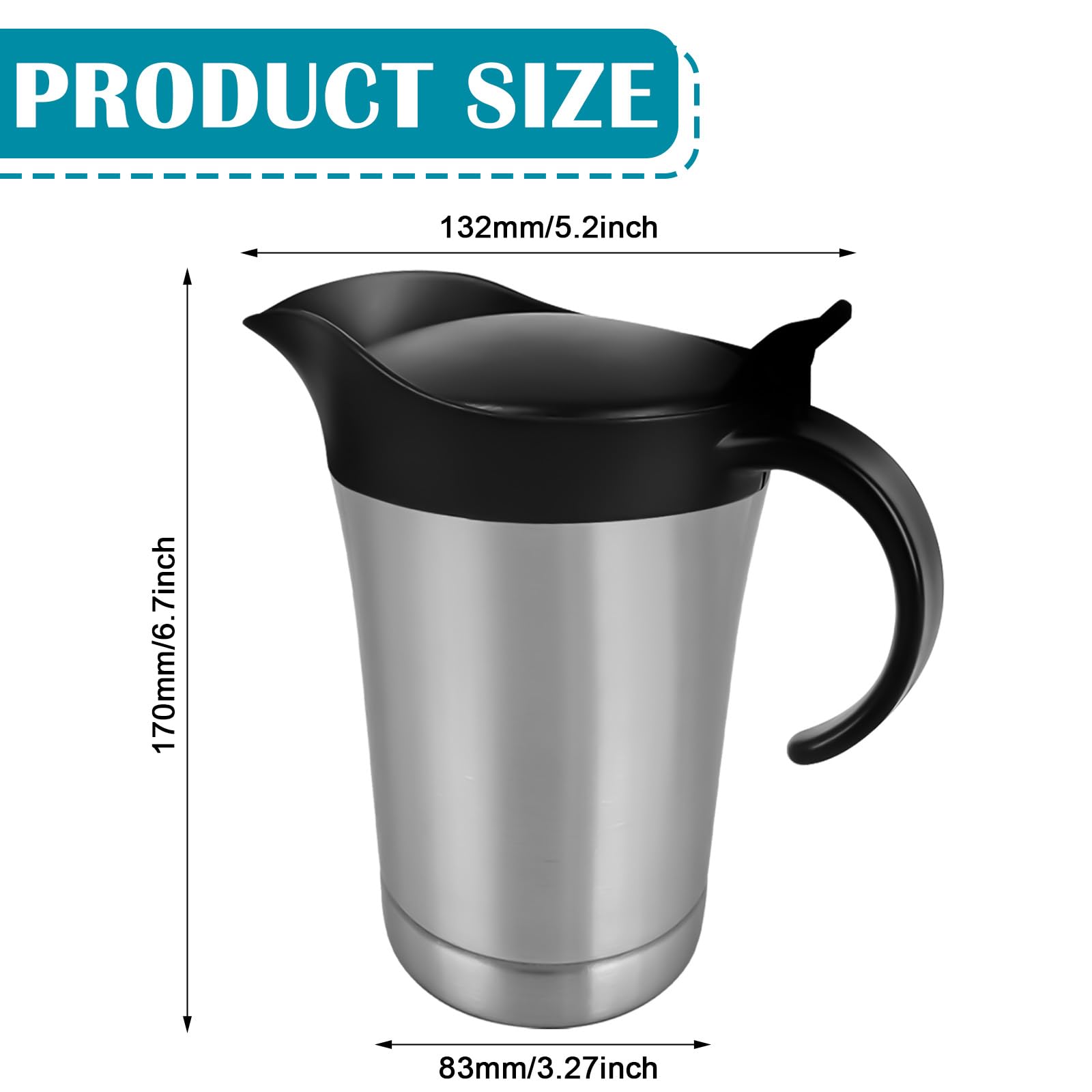 750ml Edelstahl Thermo Sauciere, Soßenkanne mit Klappdeckel, Doppelt Isoliert Saucenkanne, Thermo-Sauciere, Eleganter Silberner Saucenkrug für Hause, Abendessen, Restaurants, Partys, Weihnachten