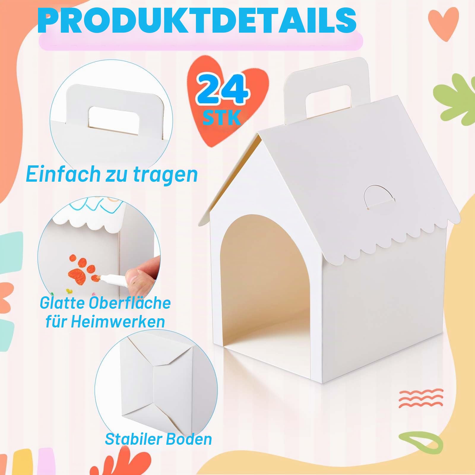 ShinyRelief 24 Stück Hunde-Partygeschenkboxen in Hundehaus-Form, Leckerli-Geschenkboxen mit Löchern, faltbar, mit Griff, für Welpen, Partygeschenke, Kinder, Basteln, Geburtstag, Hausstil, 24 Stück