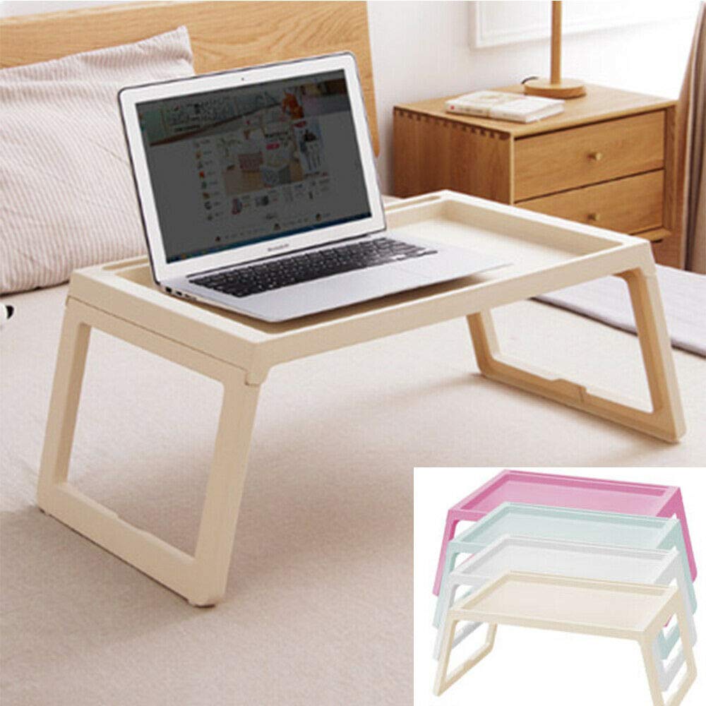 ATUP - Portable Foldable Laptop Table Breakfast Bed Table Portable Serving Tray for Eating Studying (Pink)