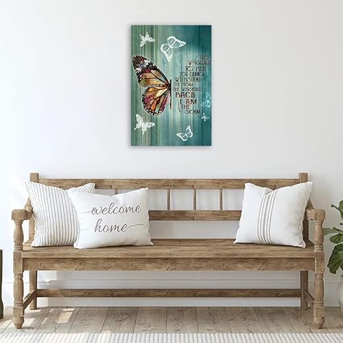 Butterfly Wall Art Inspirational Butterfly Picture Print I Am The Storm Wall Art Poster Teal Butterfly Art Print Rustic Insect Butterfly Wall Art Prints Modern Country Artwork Frameless 16X24Inch #TOP4