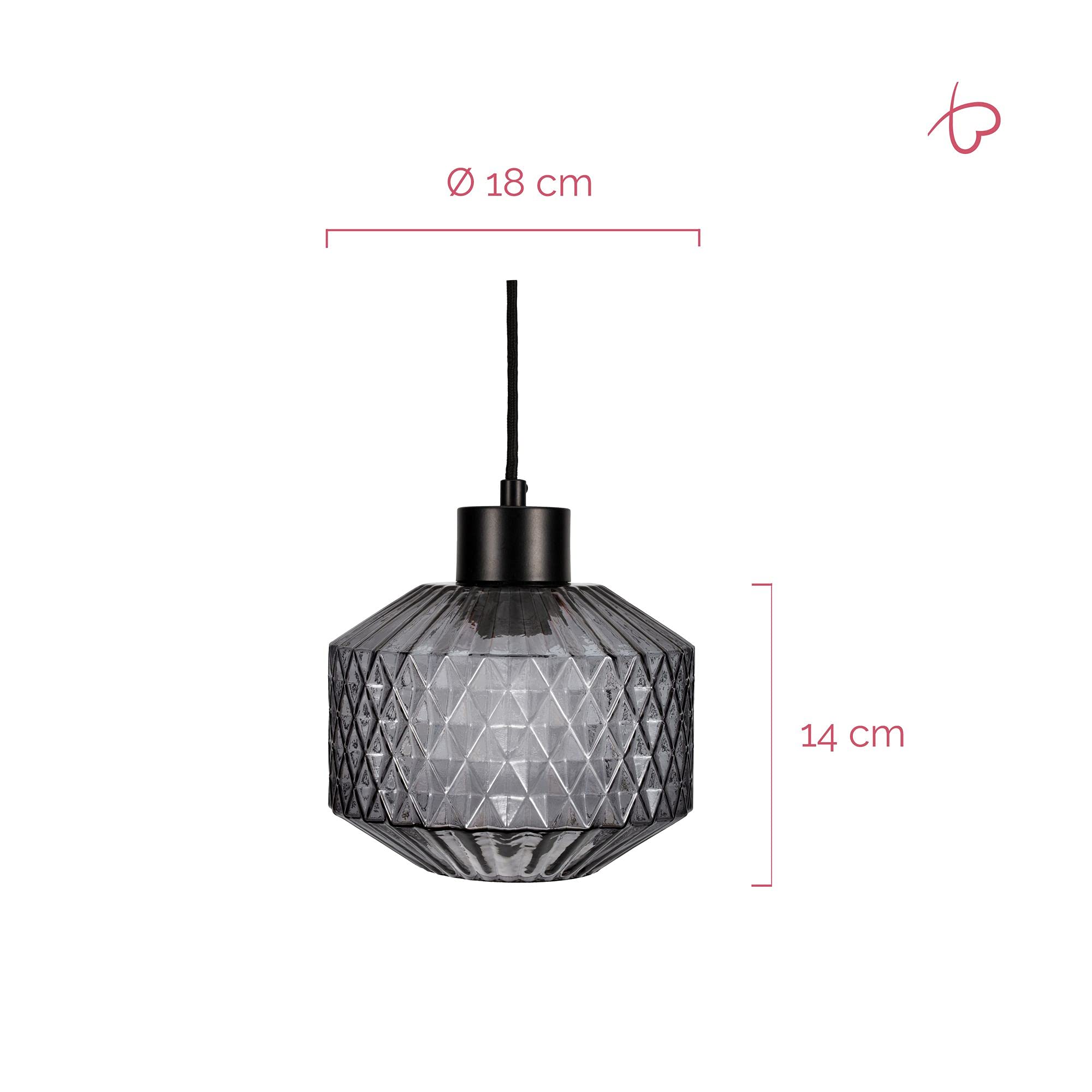 Pauleen 48125 Gleaming Smoke oprawa wisząca, maks. 25 W, E27, lampa wisząca o kryształowym wyglądzie, szkło/szkło przydymione/czarny, 230 V