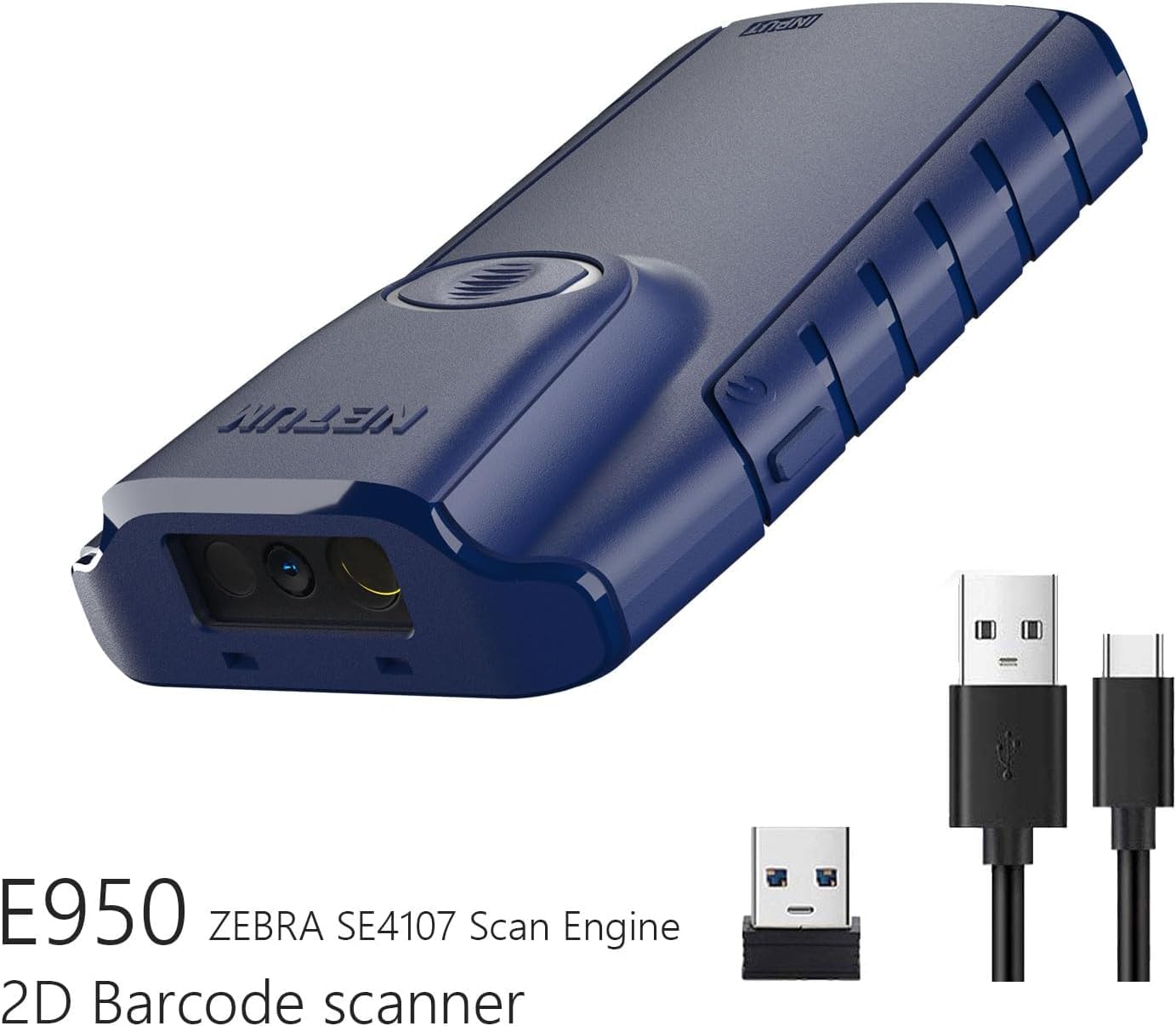 NETUM E950 Bluetooth 2D-Barcode-Scanner, 3-in-1 Kleiner Tragbarer QR-Barcode-Leser, Automatischer Kabelloser Pistolen-Scan-Rückenclip, Funktioniert mit Tablet iOS Android Windows MacOS