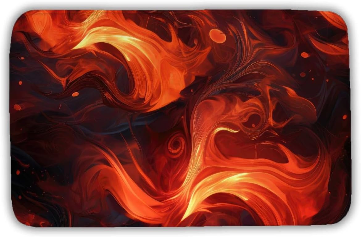 C1BM2134E4GZ6F 21 x 34 in. Fires of Heck Red Bath Mat - Stylish Home Decor Accent