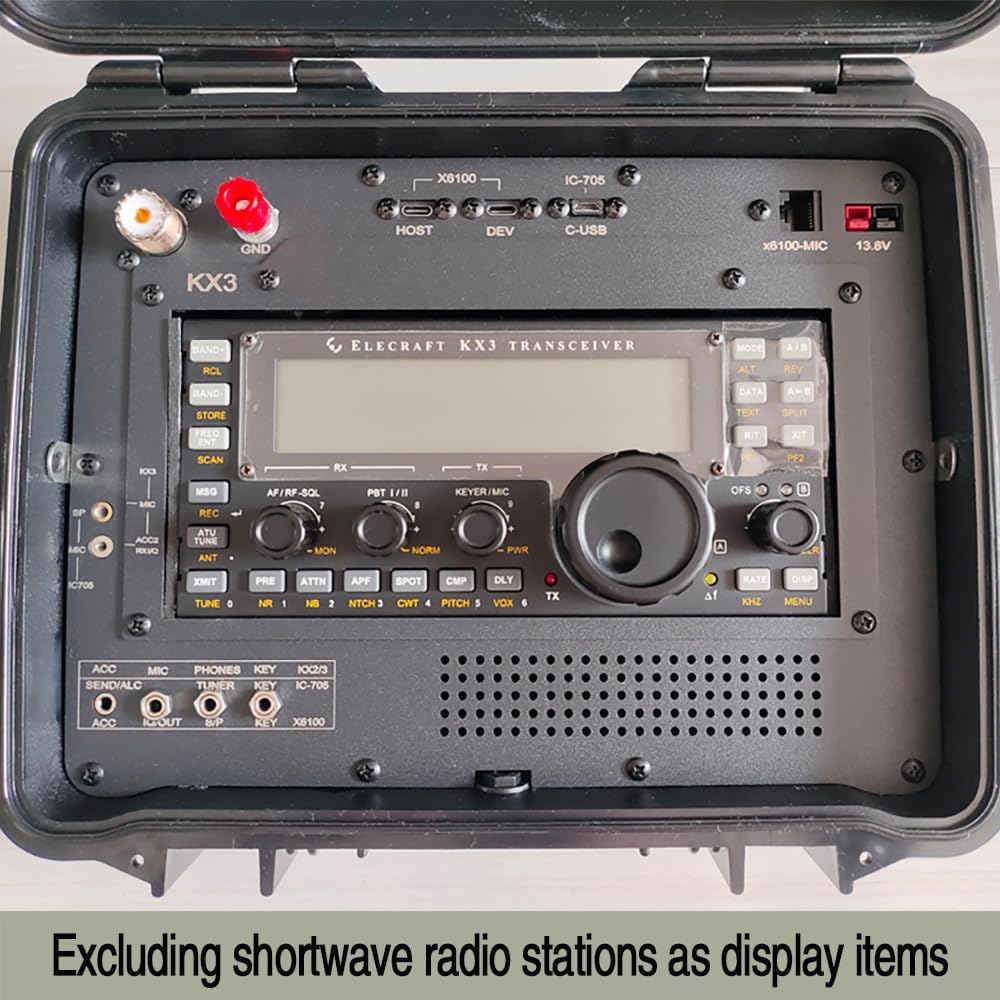 Waterproof Case with shoulder strap support X6100, ICOM 705, KX2, KX3 car radio with Panel integration Black