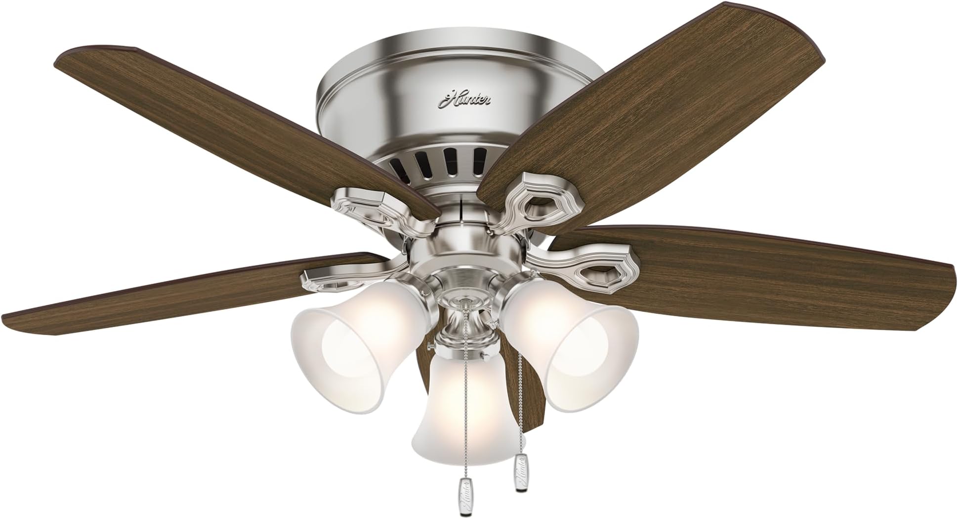 Hunter Fan Company 51092 42in Builder Low Profile Ceiling Fan with Light (Brushed Nickel)