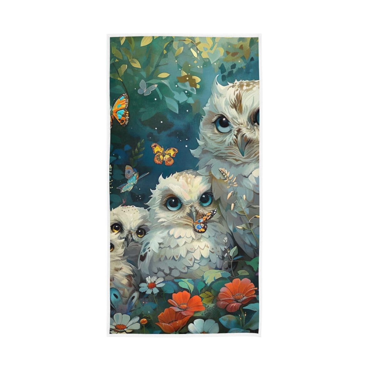 LSRCPD White Owls Family Hand Towels, Decorative Hand Towels for Bathroom 15 x 30 Inches
