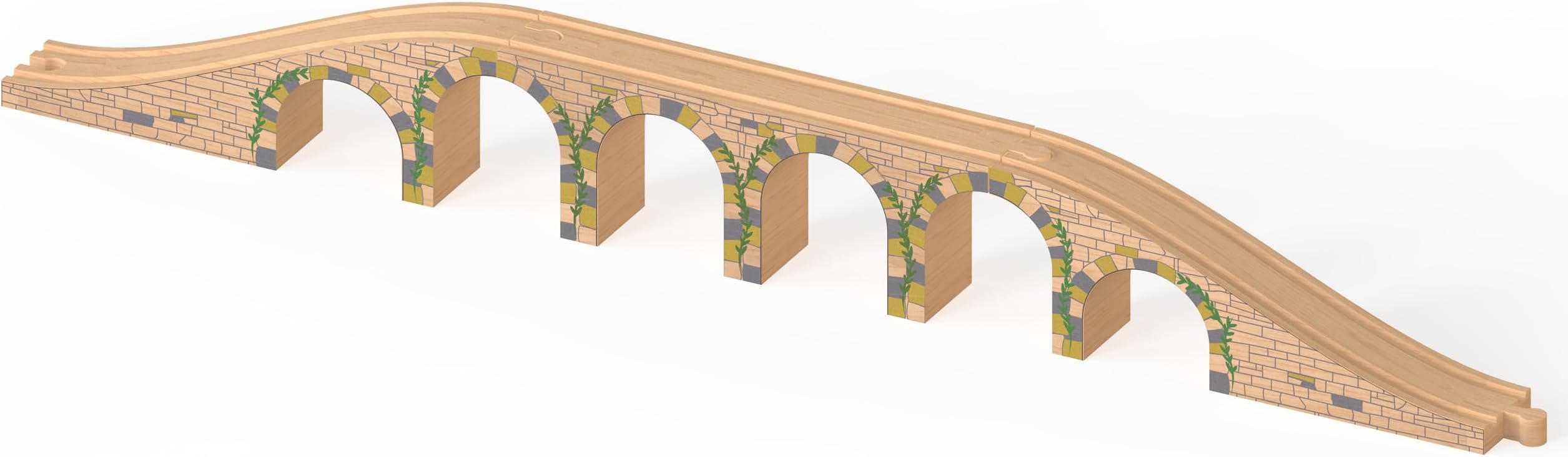 Orbrium Solid Wood 6 Arches Viaduct Bridge for Wooden Railway Track Compatible with Thomas Trains Brio IKEA Mellisa and Doug Wooden Train Accessories Toddler Kids Age 3-8