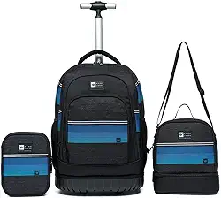 Mochila Escolar Rodinha Hang Loose Unissex (Preto com Azul)