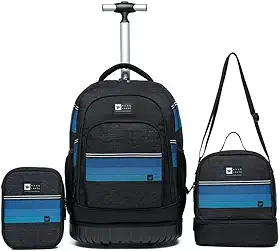 Mochila Escolar Rodinha Hang Loose Unissex (Preto com Azul)