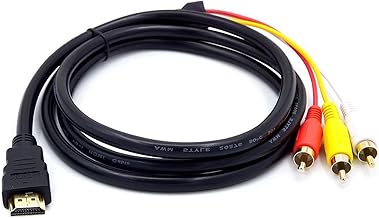 HDMI Male to 3 RCA, HDMI to RCA AV Cable 1.5 m, 1080P Unidirectional Audio Video Adapter for Connecting TV Player, Not Compatible with PC DVD PS3 and Other Devices with Output